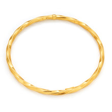 Load image into Gallery viewer, 9ct Yellow Gold 4mm Silverfilled 65mm Twist Bangle