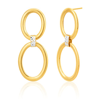 Silverfilled Double Drop Diamond Cut Hoop Earrings