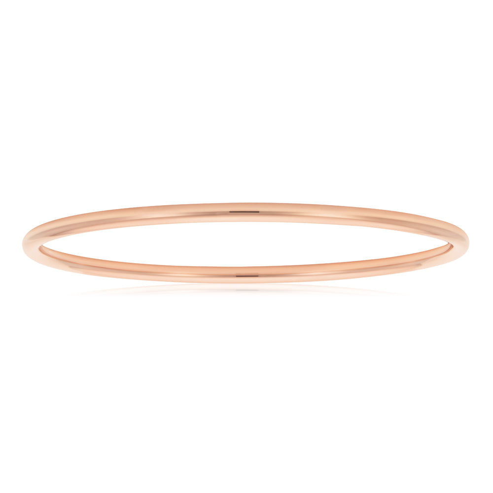 9ct 4mm x 65mm Rose Gold Silver Filled Plain Golf Bangle