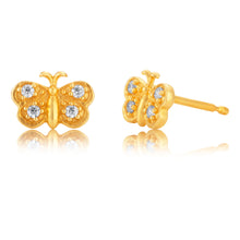 Load image into Gallery viewer, 9ct Gold Filled Cubic Zirconia Butterfly Shape Stud Earrings