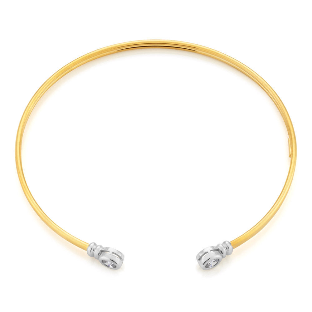 9ct Two-Tone Gold Filled Round Ball Cuff Bangle