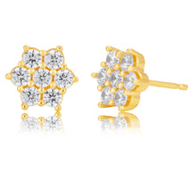 Load image into Gallery viewer, 9ct Gold Filled Cubic Zirconia Flower Shape Stud Earrings