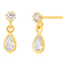 Load image into Gallery viewer, 9ct Gold Filled Cubic Zirconia Drop Stud Earrings