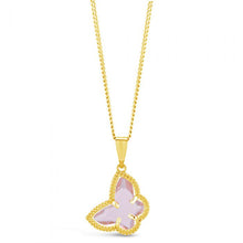 Load image into Gallery viewer, 9ct Gold Filled Pink Coloured Butterfly Pendant