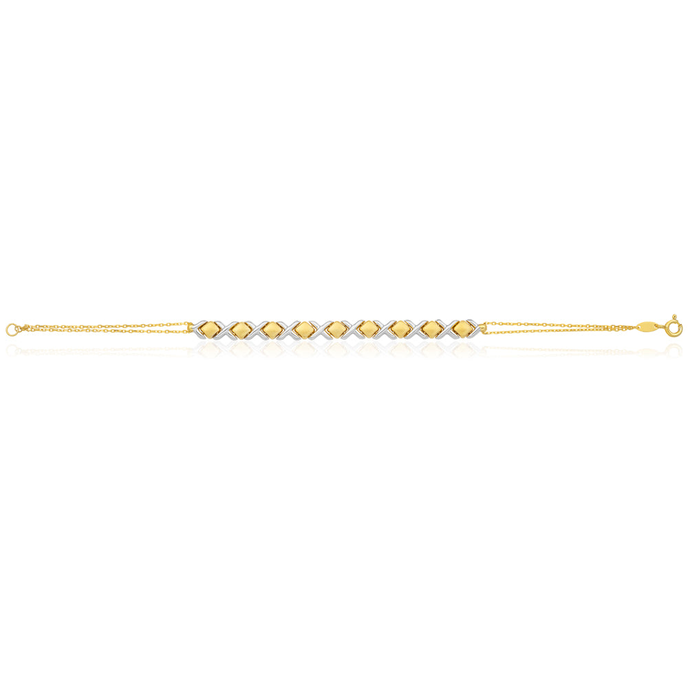 9ct Two-Tone Gold Filled Fancy 19cm Bracelet
