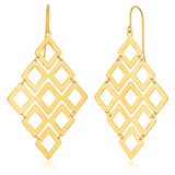 9ct Yellow Gold Filled Diamond Shape Chandelier Drop Earrings