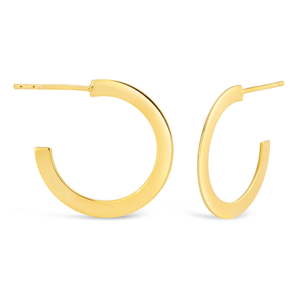 9ct Yellow Gold Filled Half Round Flat Stud Earrings