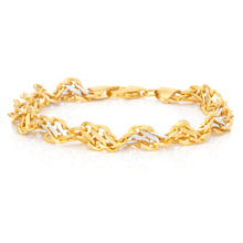 Load image into Gallery viewer, 9ct Two-Tone Gold Filled 19cm Singapore Link Bracelet