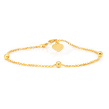Load image into Gallery viewer, 9ct Yellow Gold Filled 19cm Belcher Heart Charm Bracelet