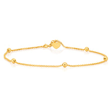 Load image into Gallery viewer, 9ct Yellow Gold Filled 27cm Belcher Heart Charm Anklet