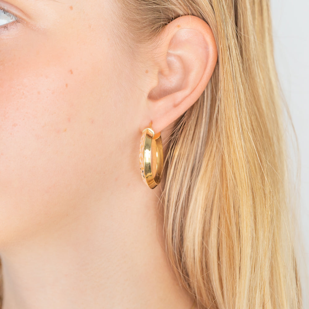 9ct Gold Filled 20mm Diamond Cut Hoop Earrings