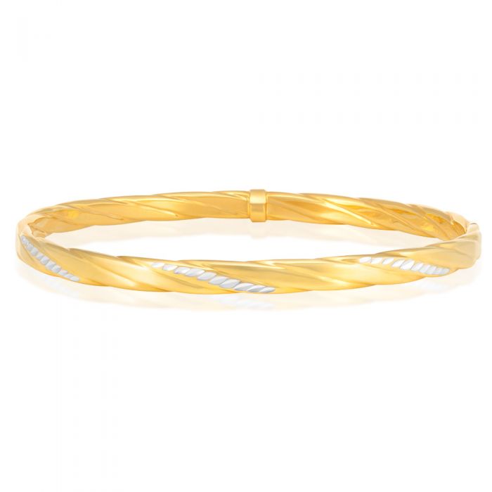 Designer Ladies Carved Bracelet Bangle - 24ct/9ct Yellow Gold Filled, 65x10mm