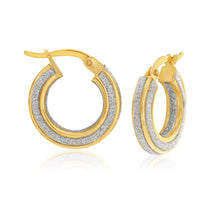 Load image into Gallery viewer, 9ct Yellow Gold Filled Stardust Hoop Earrings