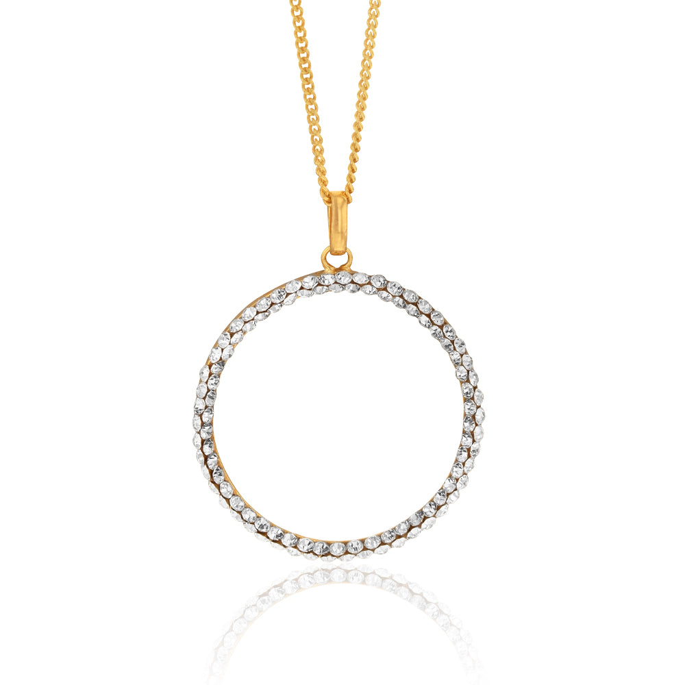 9ct Yellow Gold Filled 20mm Round Crystal Pendant