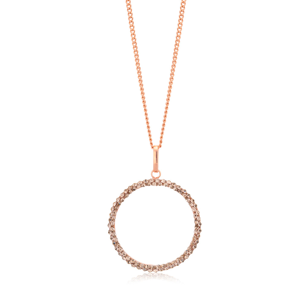 9ct Rose Gold Filled 20mm Round Crystal Pendant
