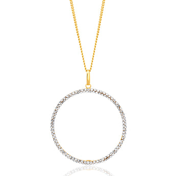 9ct Yellow Gold Filled 30mm Round Crystal Pendant