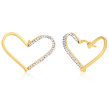 Load image into Gallery viewer, 9ct Yellow Gold Filled Open Heart Crystal Stud Earrings