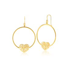 Load image into Gallery viewer, 9ct Yellow Gold-Filled Heart Circle Drop Earrings