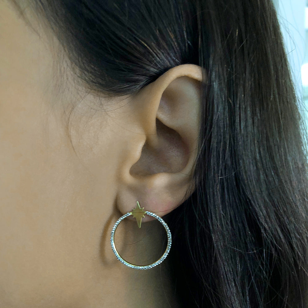 9ct Silver Filled Star Hoop Earrings