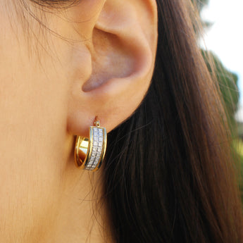 9ct Yellow Gold Silver Filled Stardust Hoop Earrings