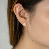 9ct Yellow Gold  Silver Filled Cubic Zirconia Round Stud Earrings