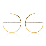 9ct Yellow Gold Silver Filled 40MM Half Hoop Crystal Earrings