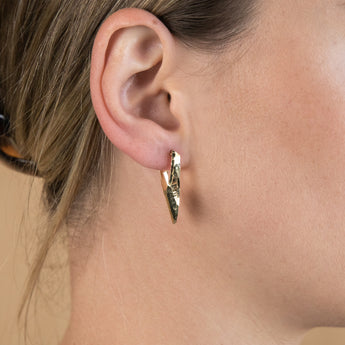 9ct Yellow Gold Silver Filled Diamond Cut Groove Oval Earrings