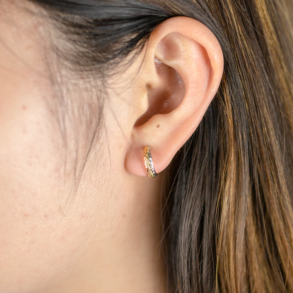9ct Yellow Gold Silver Filled Diamond Cut 11mm Sleeper Earrings