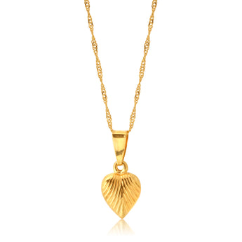 9ct Yellow Gold  Silverfilled Heart Pendant on Chain 45cm