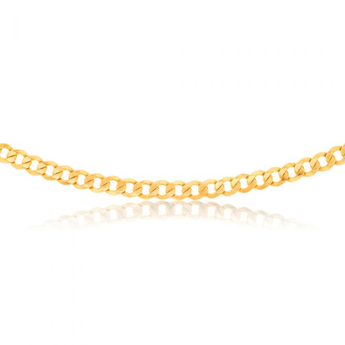 9ct Yellow Gold Silverfilled Flat curb 160 Gauge 55cm Chain