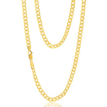 Load image into Gallery viewer, 9ct Yellow Gold Silverfilled Flat Curb 120 Gauge 55cm Chain