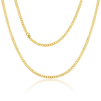 9ct Yellow Gold Silver Filled Super Flat Curb 80 Gauge 50cm Chain
