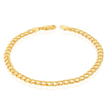 Load image into Gallery viewer, 9ct Yellow Gold Silverfilled Super Flat Curb 120 Gauge 21cm Bracelet