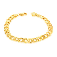 Load image into Gallery viewer, 9ct Yellow Gold Silverfilled Super Flat Bev Curb 200Gauge 21cm Bracelet