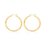9ct Yellow Gold  Silver Filled Twisted Diamond Cut 30mm Hoop Earrings