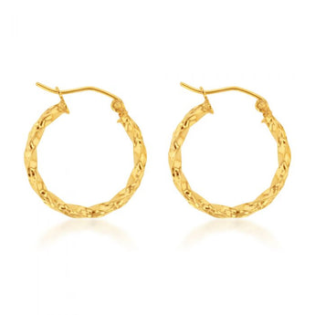 9ct Yellow Gold Silver Filled Twisted Hoop