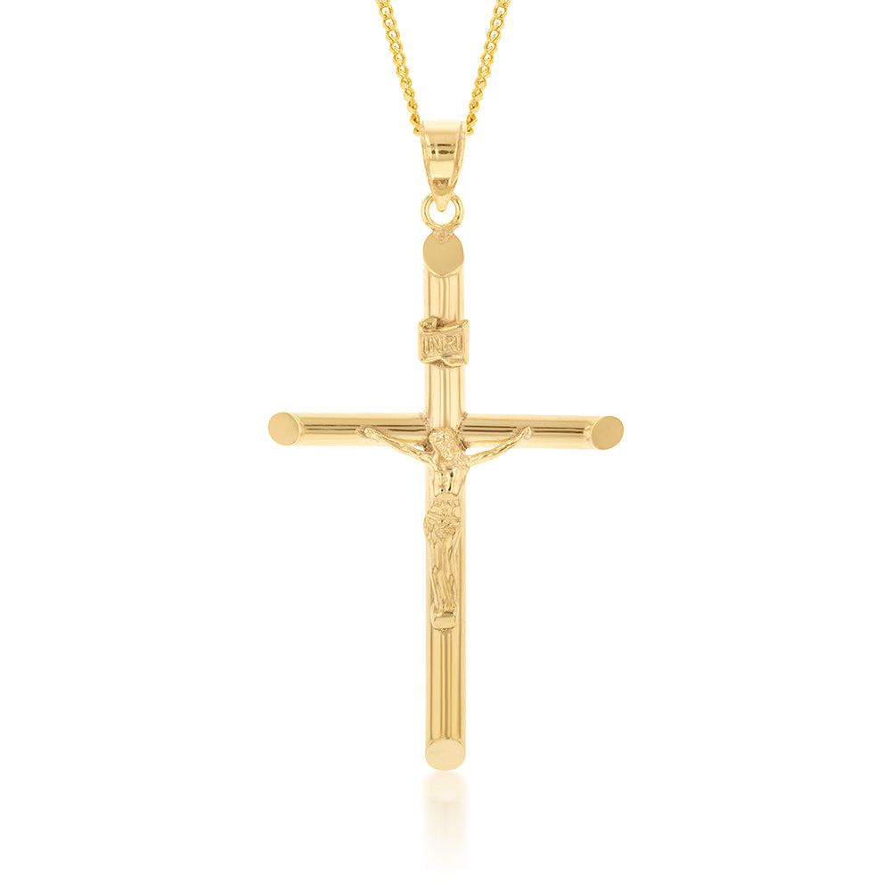 9ct Yellow Gold Silverfilled Crucifix Pendant