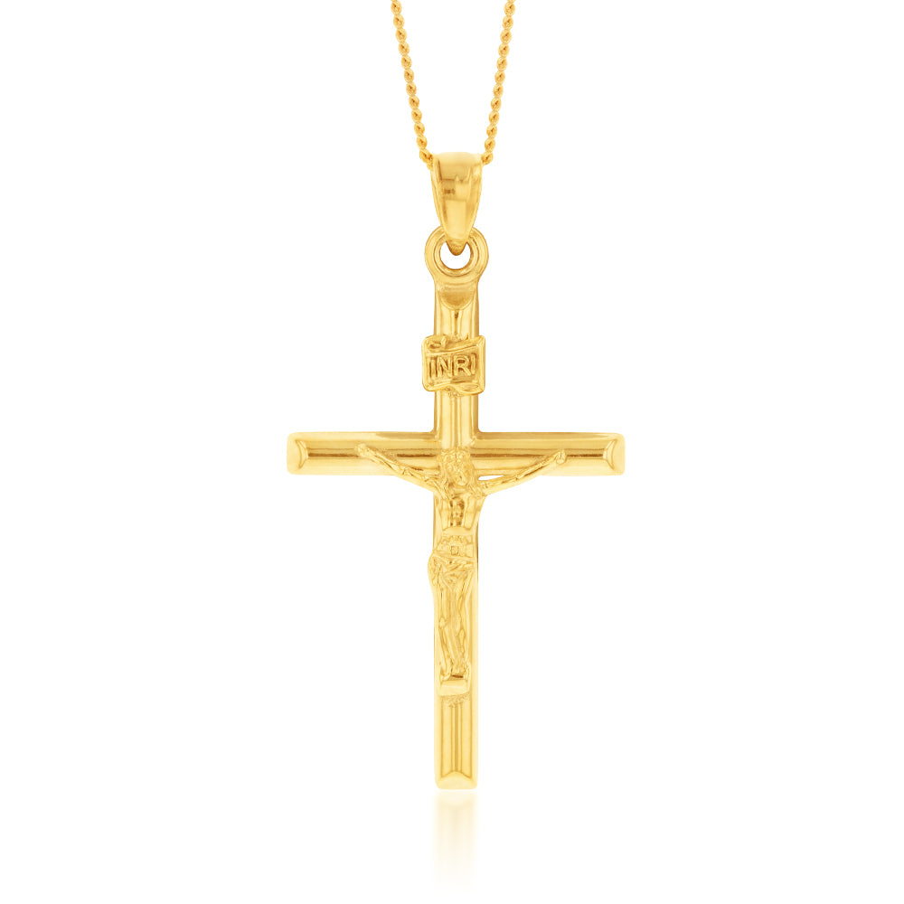 9ct Yellow Gold Silverfilled Crucifix Cross Pendant