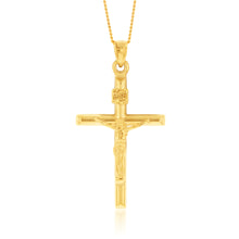 Load image into Gallery viewer, 9ct Yellow Gold Silverfilled Crucifix Cross Pendant
