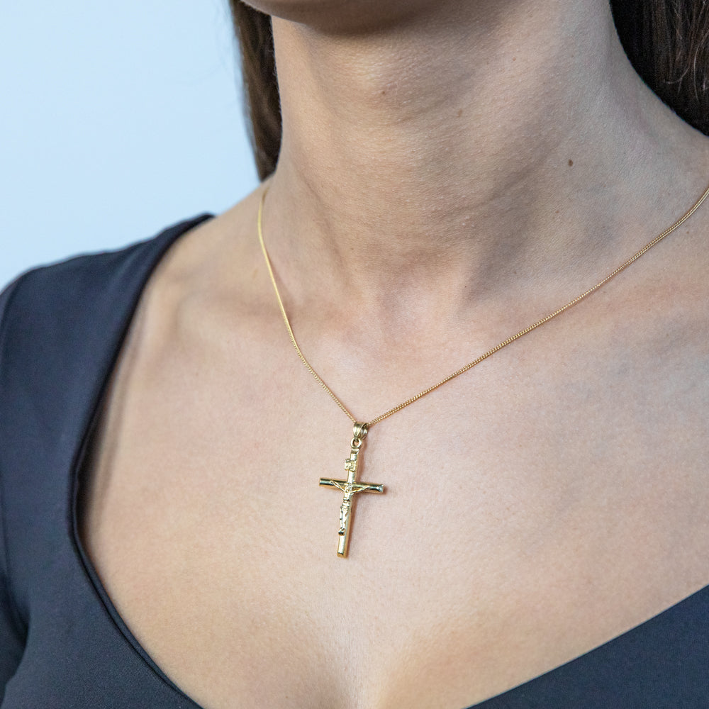 9ct Yellow Gold Silverfilled Crucifix Cross Pendant