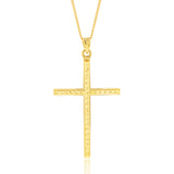 9ct Yellow Gold Silverfilled Diamond Cut Cross
