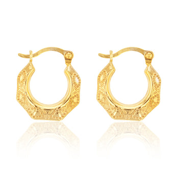 9ct Yellow Gold  Silver Filled Broad 7mm Hoop