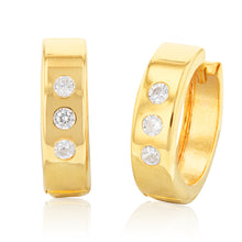Load image into Gallery viewer, 9ct Silverfilled Yellow Gold Cubic Zirconia 10mm Hoop Earrings