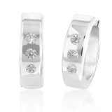 9ct Silverfilled White Gold Cubic Zirconia 10mm Hoop Earrings