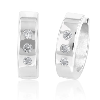 9ct Silverfilled White Gold Cubic Zirconia 10mm Hoop Earrings