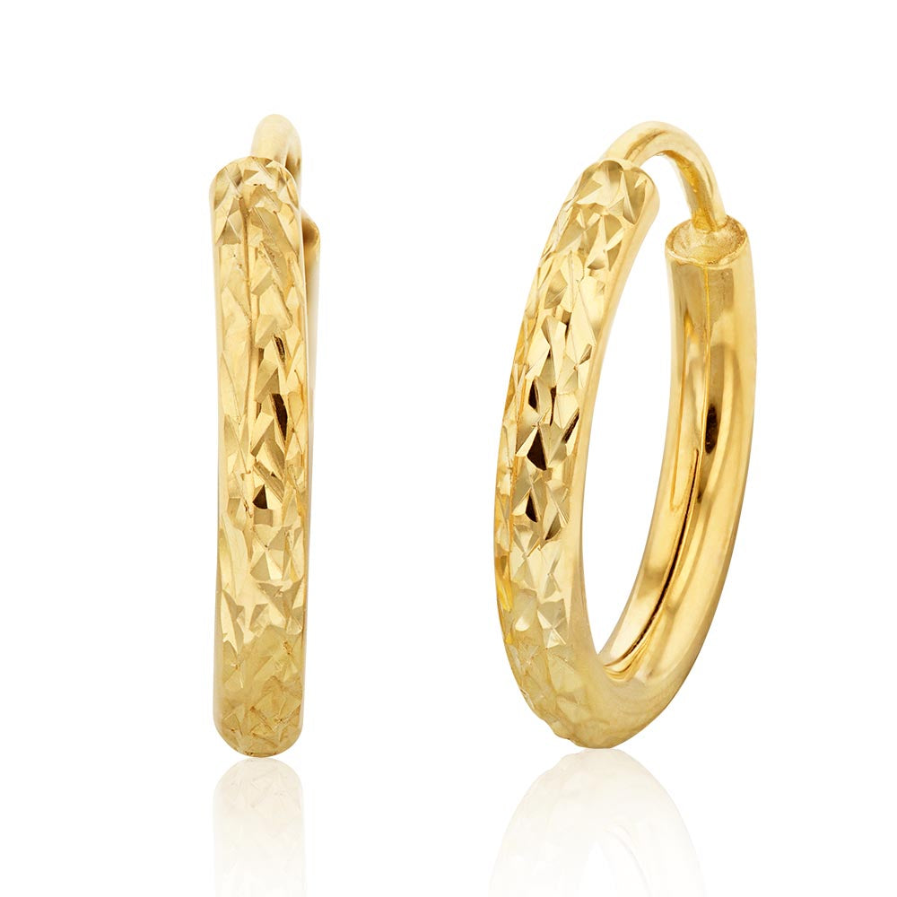 25.0mm Square Tube Hoop Earrings In Hollow 14K Gold