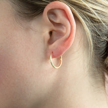 Load image into Gallery viewer, 9ct Silverfilled Yellow Gold Diamond Cut 15mm Sleeper Earrings