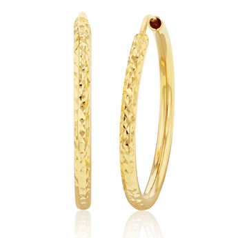 9ct Yellow Gold Silver Filled Diamond Cut 20mm Sleeper Earrings