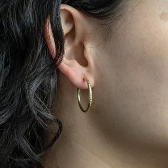 9ct Yellow Gold Silver Filled Diamond Cut 20mm Sleeper Earrings