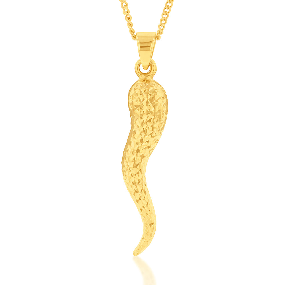 9ct Silverfilled Yellow Gold Italian Horn Pendant